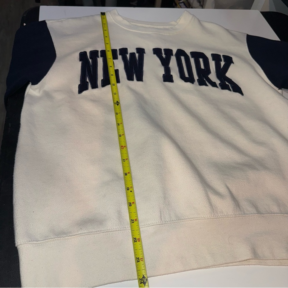 New York Popular NY Crew neck Sweater Women’s Sz M Cotton Polyester Navy & White - Picture 7 of 8